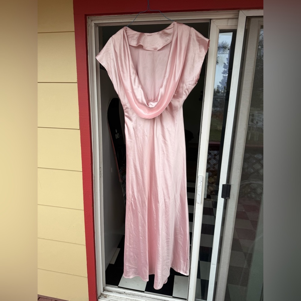 Lulu's Blush Satin Maxi Dress - Picture 4 of 6
